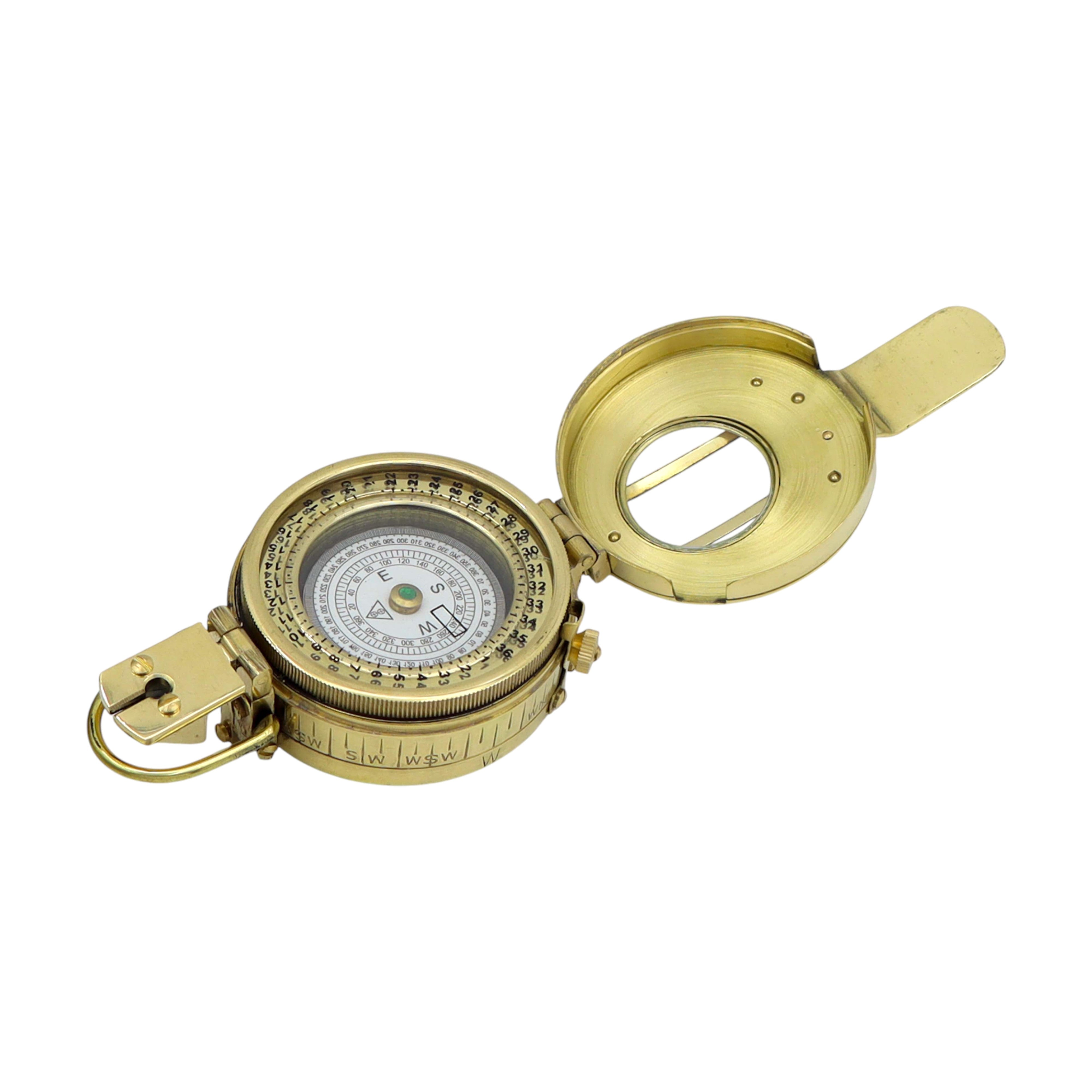 Personalised Brass Prismatic Marching Compass with Wooden Box