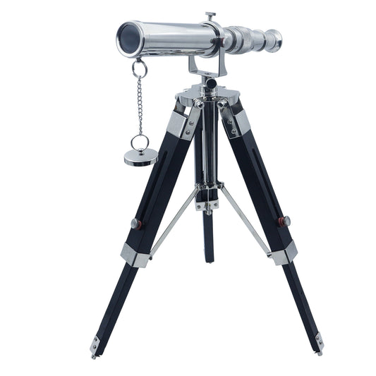 Personalised Chrome Telescope with Black Wooden Tripod