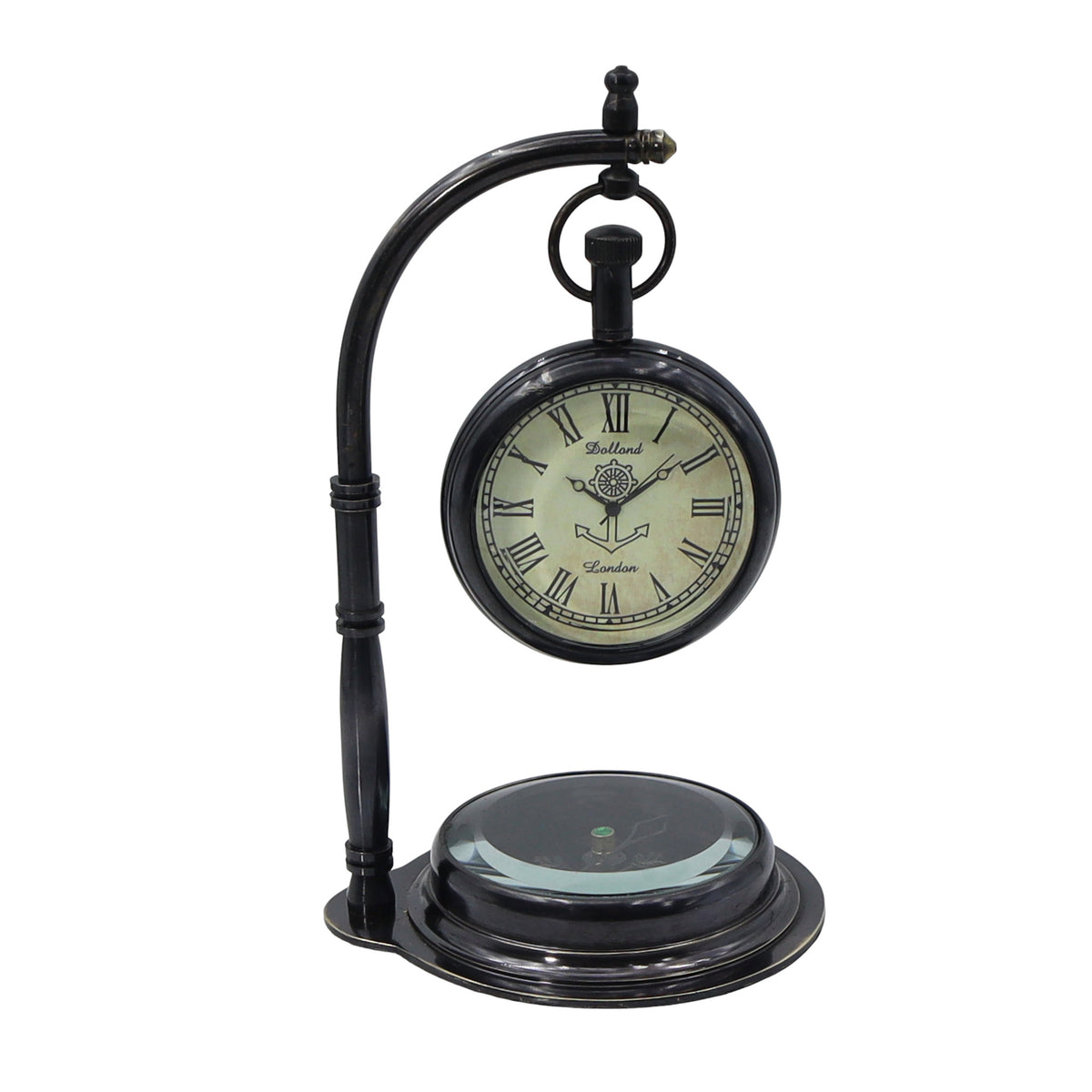 Personalised The Mariner Gunmetal Desk Clock with Compass