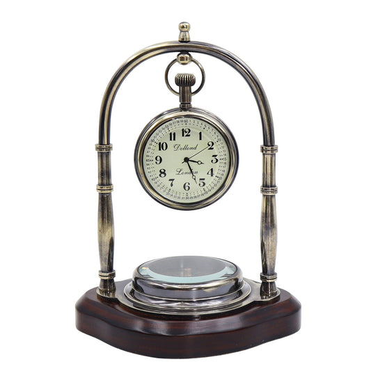 Personalised Gunmetal Desk Clock with Compass