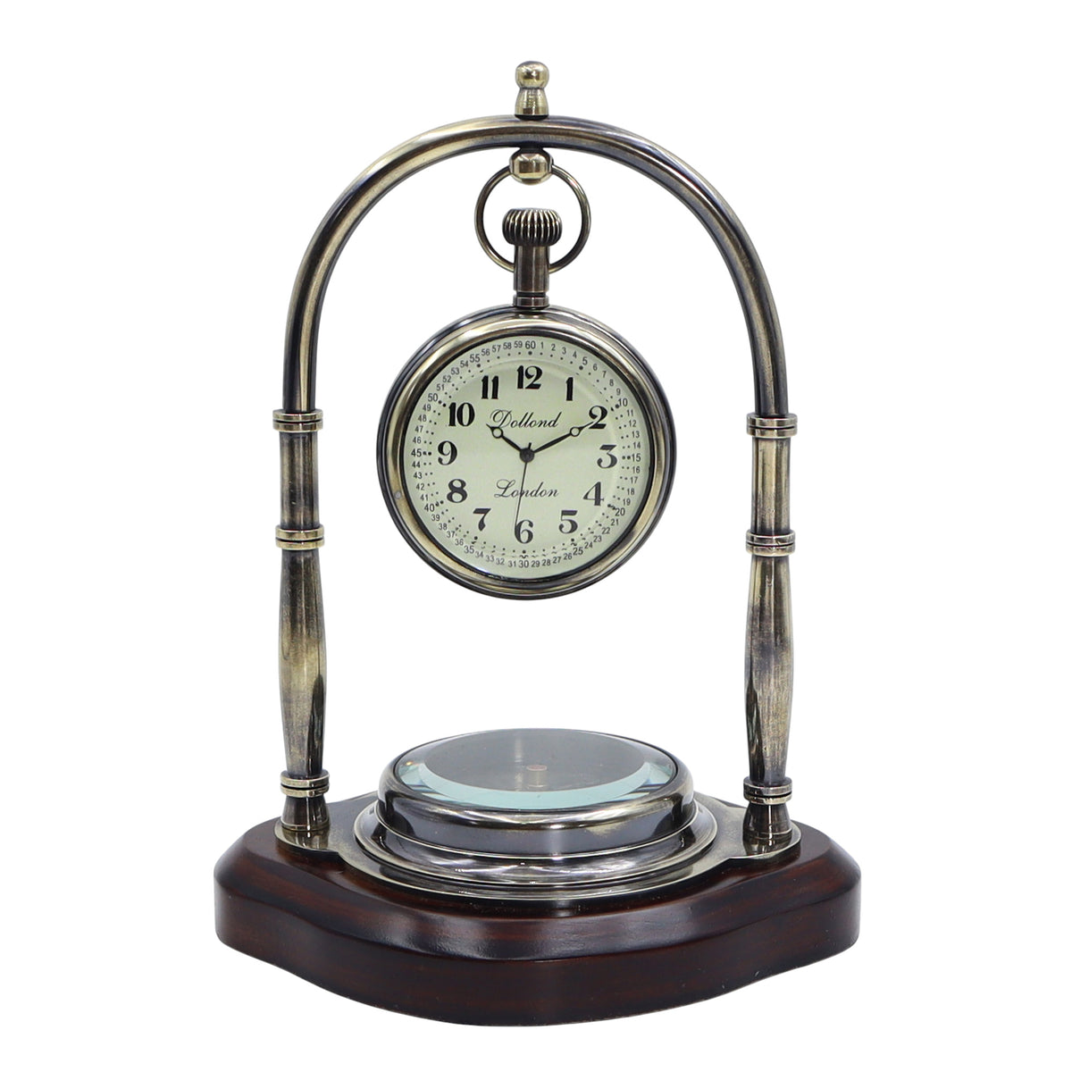 Personalised Gunmetal Desk Clock with Compass