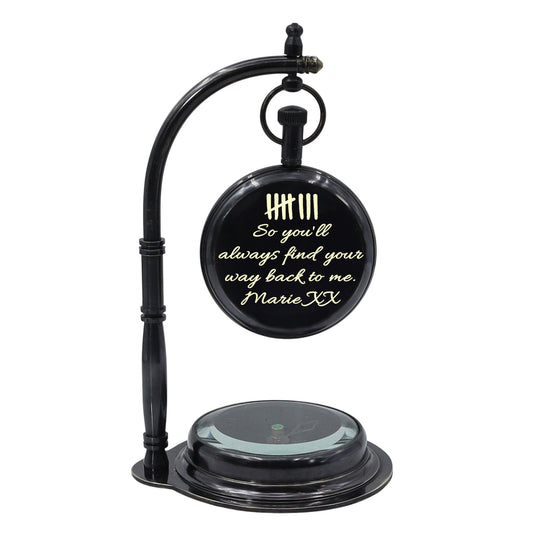 Personalised The Mariner Gunmetal Desk Clock with Compass