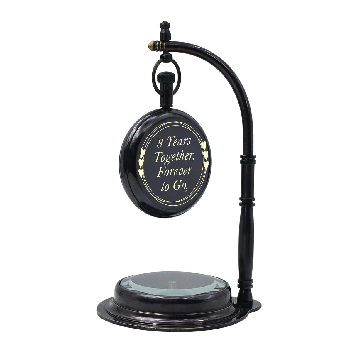 Personalised The Mariner Gunmetal Desk Clock with Compass