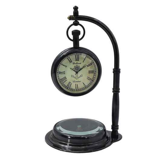 Personalised The Mariner Gunmetal Desk Clock with Compass