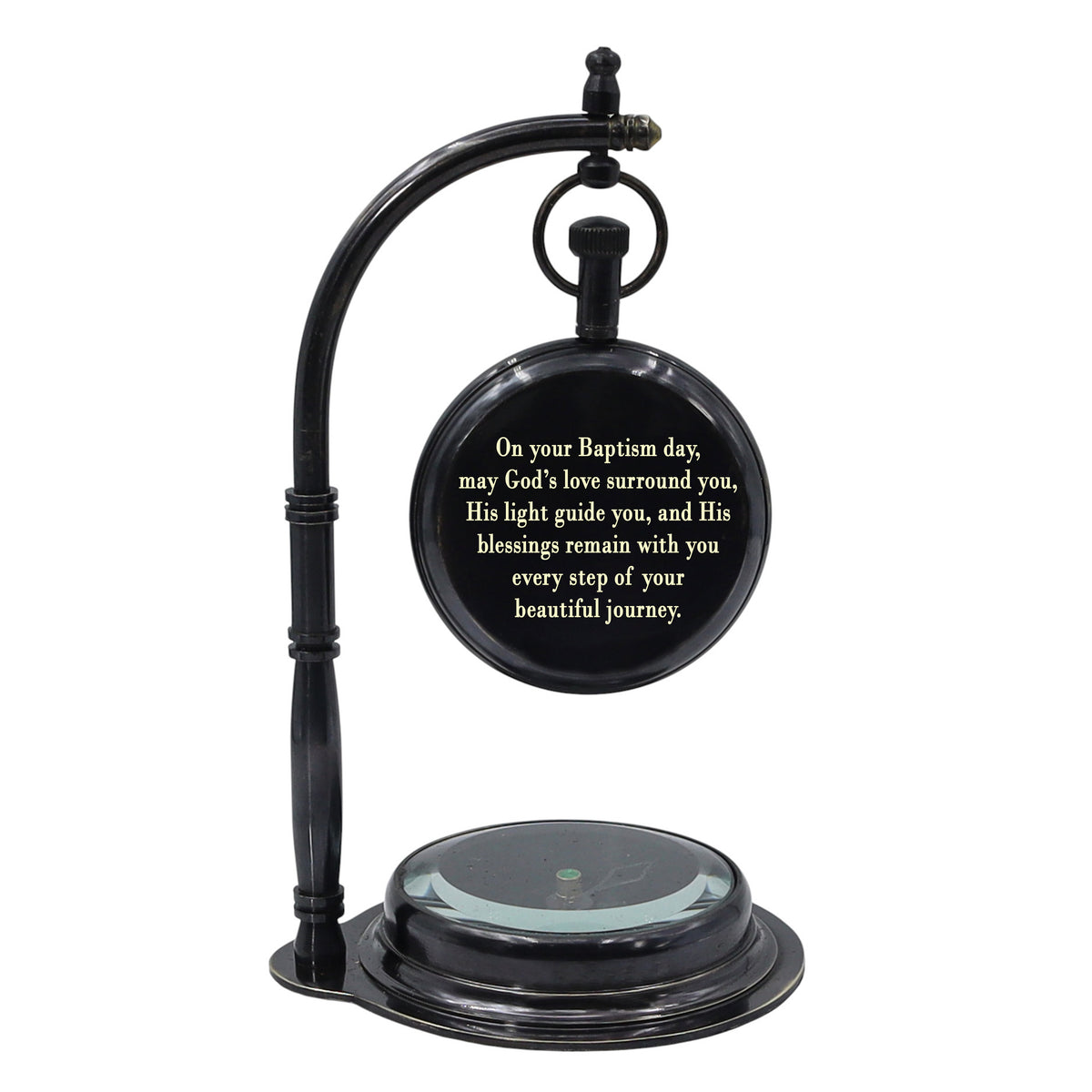 Personalised The Mariner Gunmetal Desk Clock with Compass