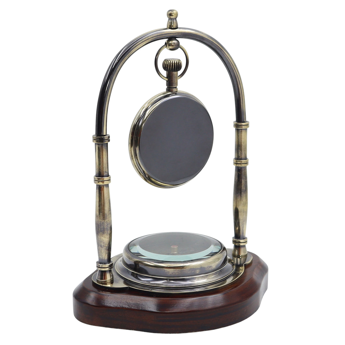 Personalised Gunmetal Desk Clock with Compass