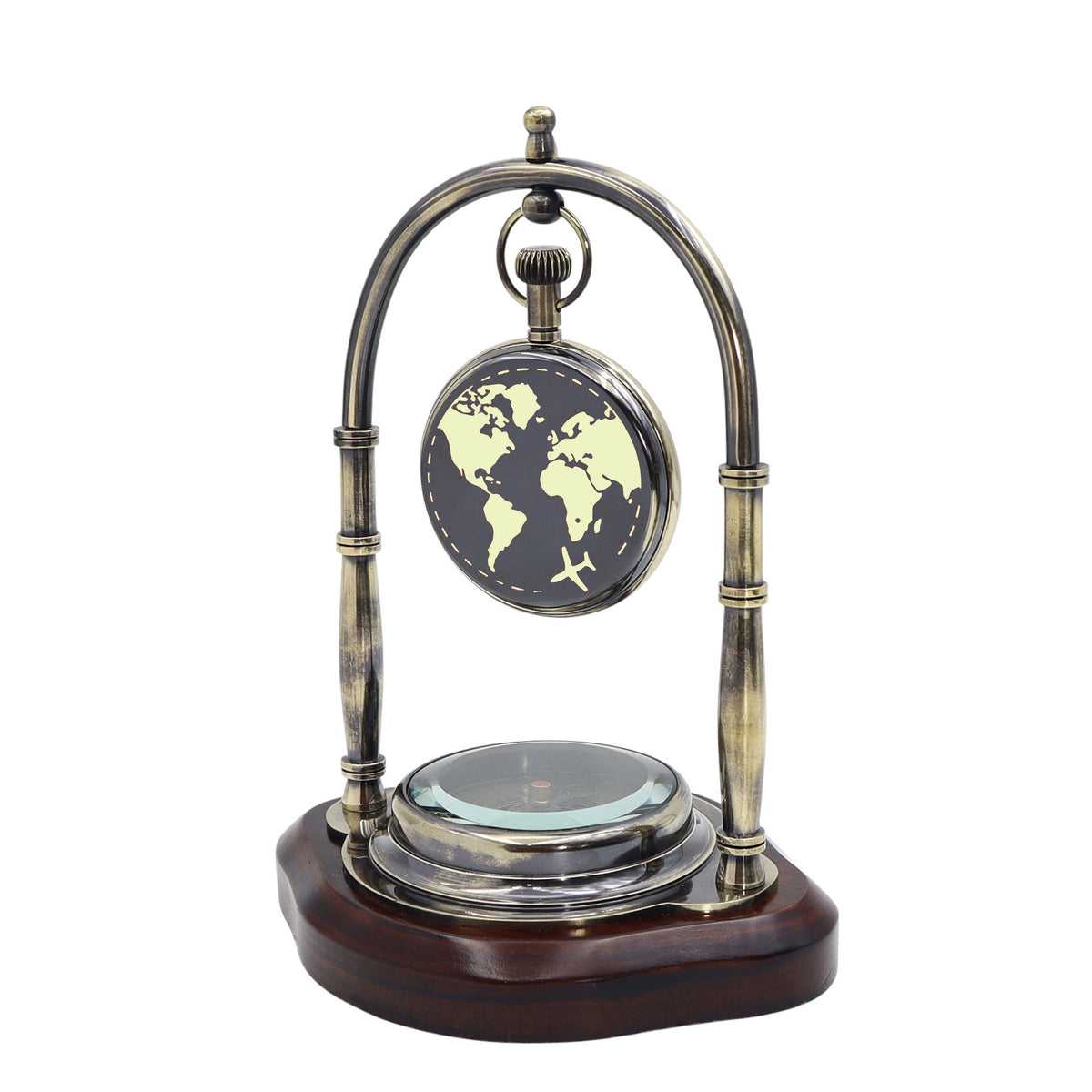 Personalised Gunmetal Desk Clock with Compass