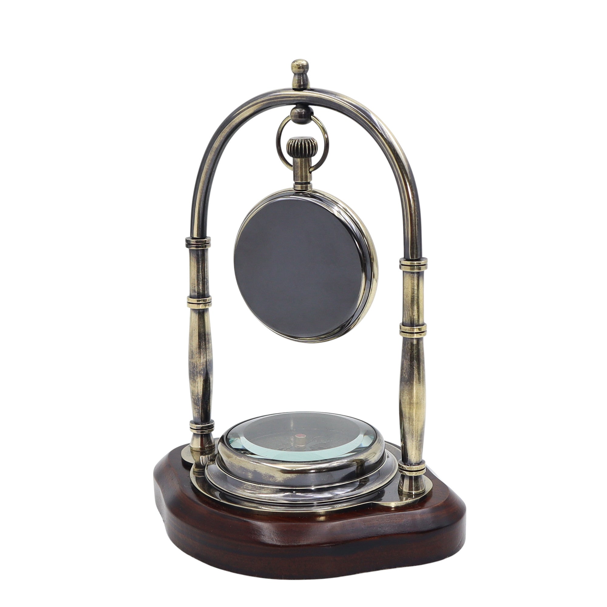 Personalised Gunmetal Desk Clock with Compass