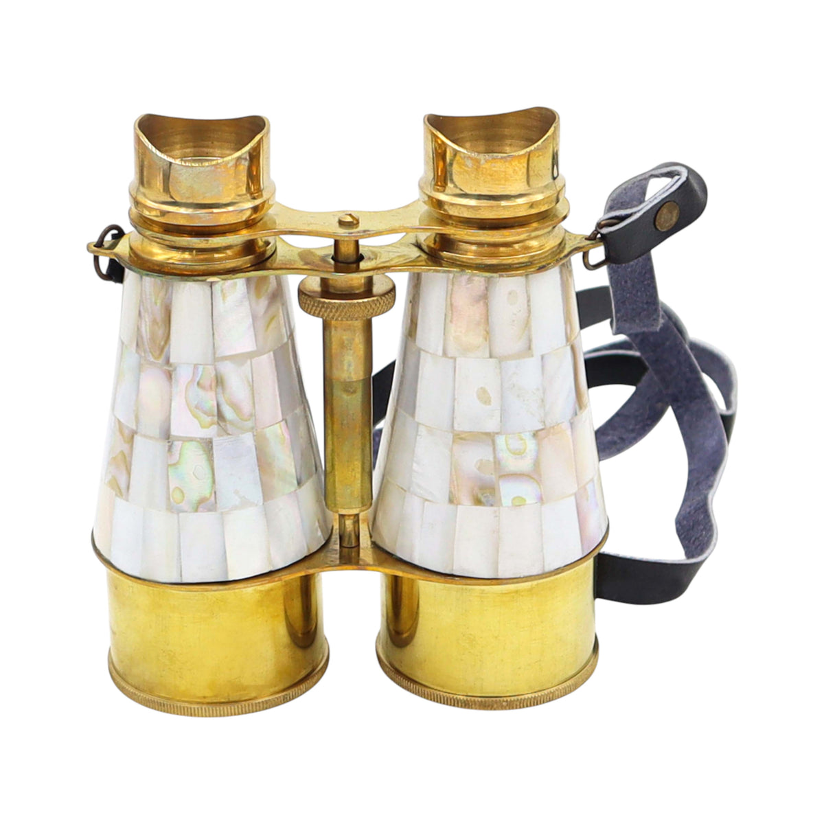 Custom Binoculars with Mother of Pearl in White Leather Case