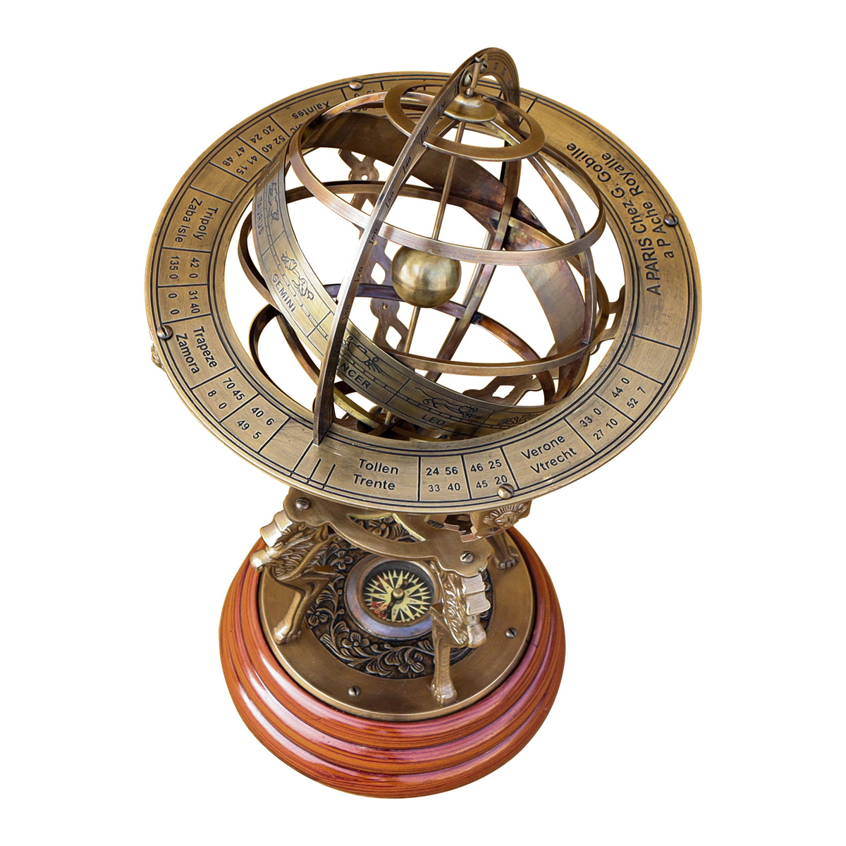 18” Armillary Sphere Celestial Globe with Compass