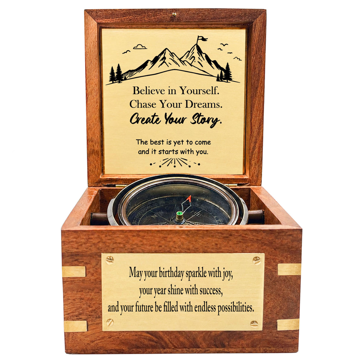 Personalised Royal Gimbal Compass with Brass Plaque