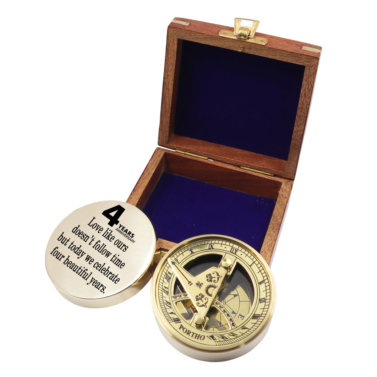 Personalised 4th Anniversary Signature Sundial Compass