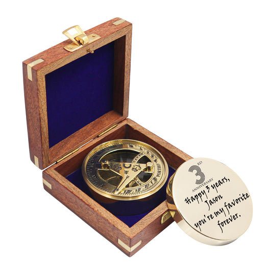 Personalised 3rd Anniversary Signature Sundial Compass