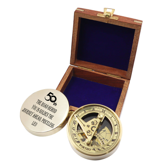 Personalised 50th Birthday Signature Sundial Compass