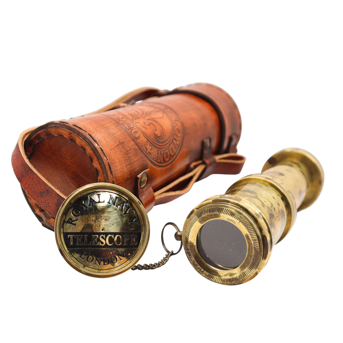 Brass Handheld Antique Finish Telescope with Leather Case