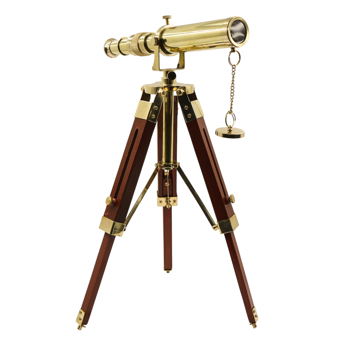 Personalised Brass Telescope with Wooden Tripod Stand