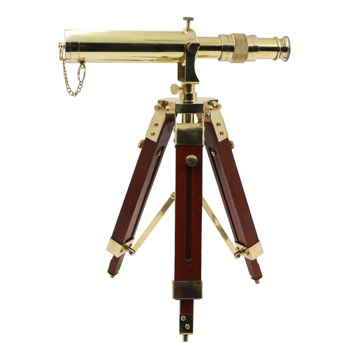 Personalised Brass Telescope with Wooden Tripod Stand