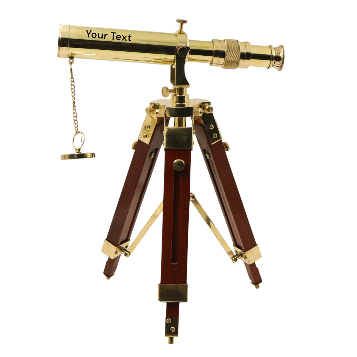 Personalised Brass Telescope with Wooden Tripod Stand