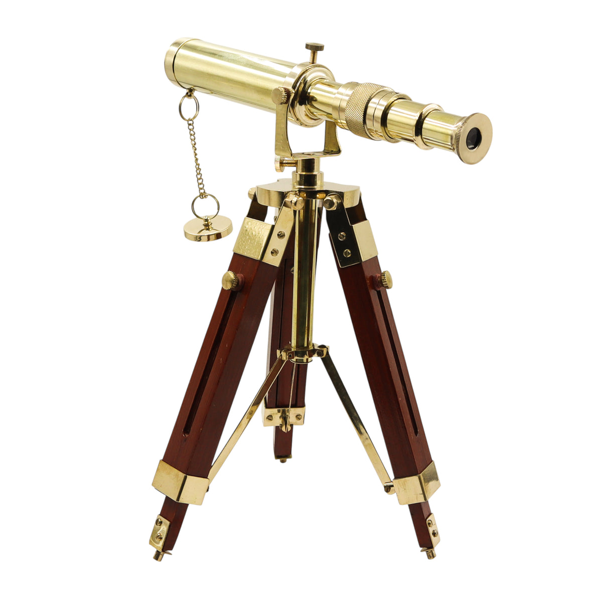 Personalised Brass Telescope with Wooden Tripod Stand
