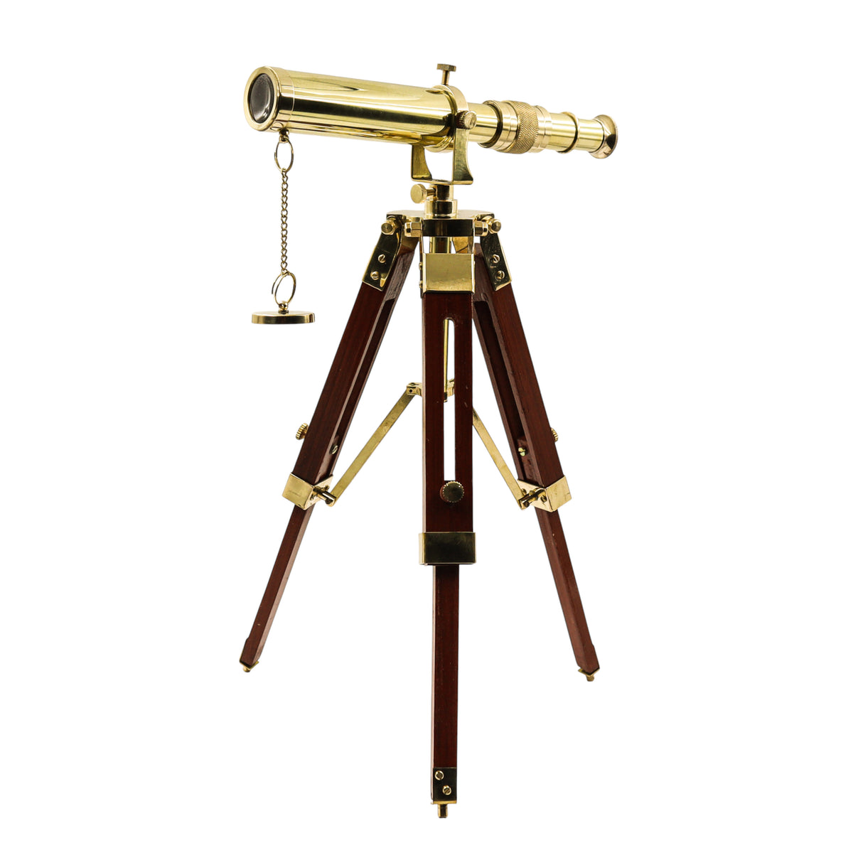 Personalised Brass Telescope with Wooden Tripod Stand