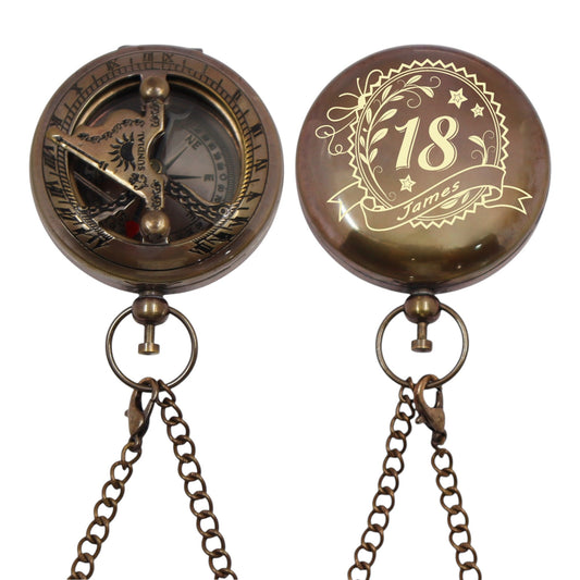 Personalised 2-Inch Sundial Compass for 18th Birthday