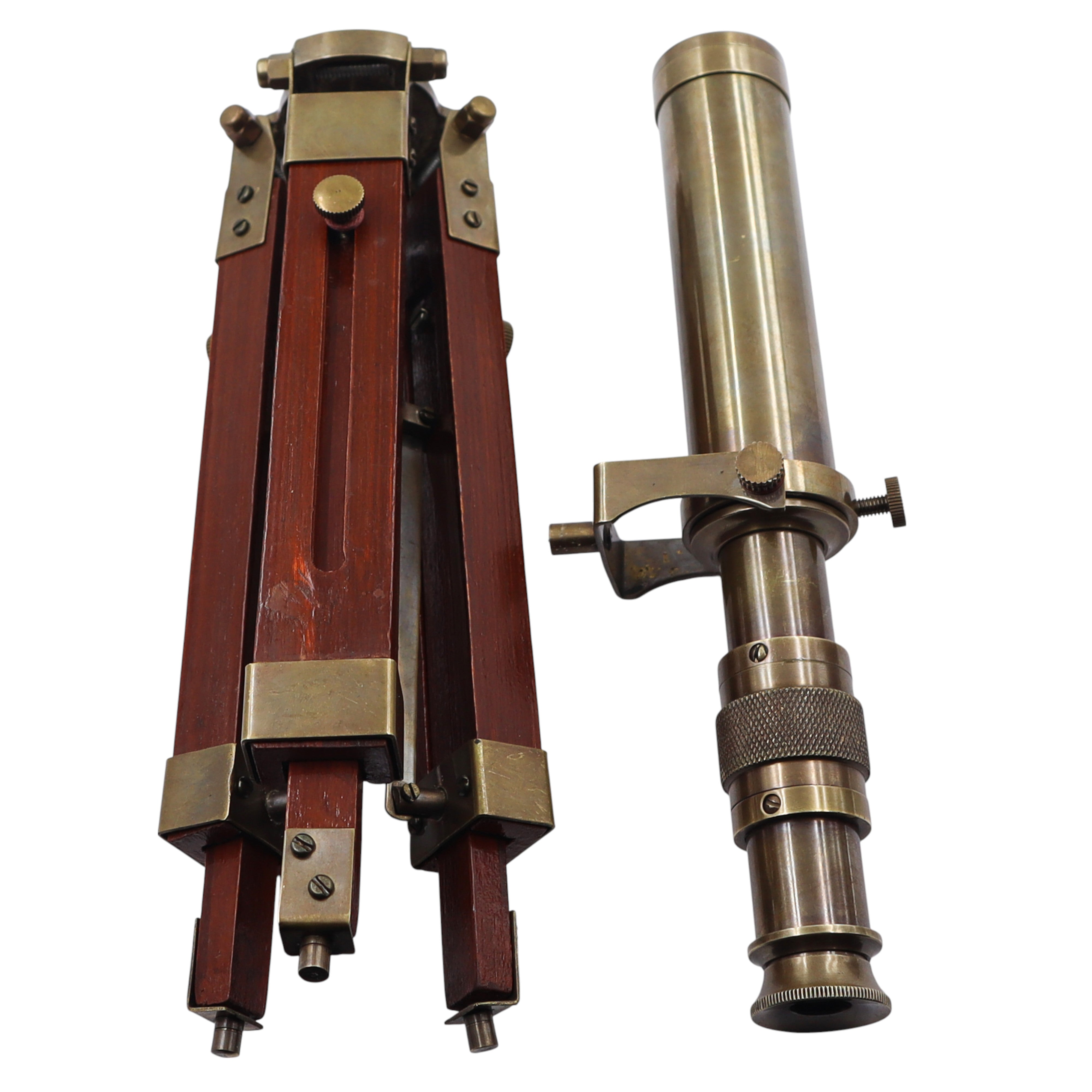 Engraved Bronze Nautical Telescope with Tripod Stand