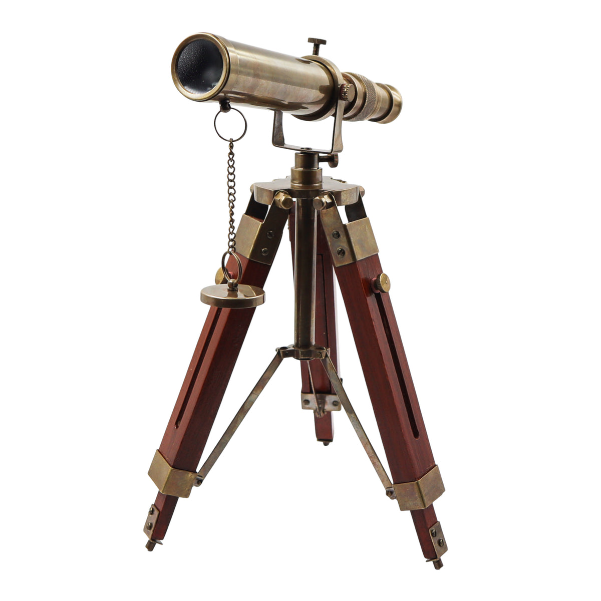 Engraved Bronze Nautical Telescope with Tripod Stand