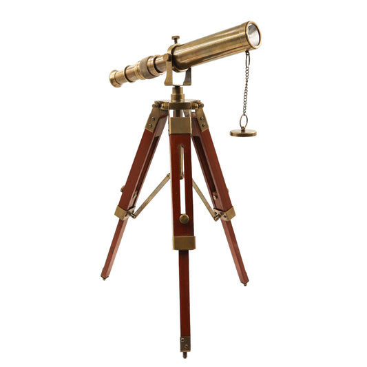 Engraved Bronze Nautical Telescope with Tripod Stand