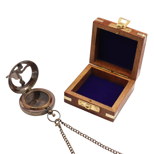 Custom 8th Anniversary Bronze Pocket Sundial Compass