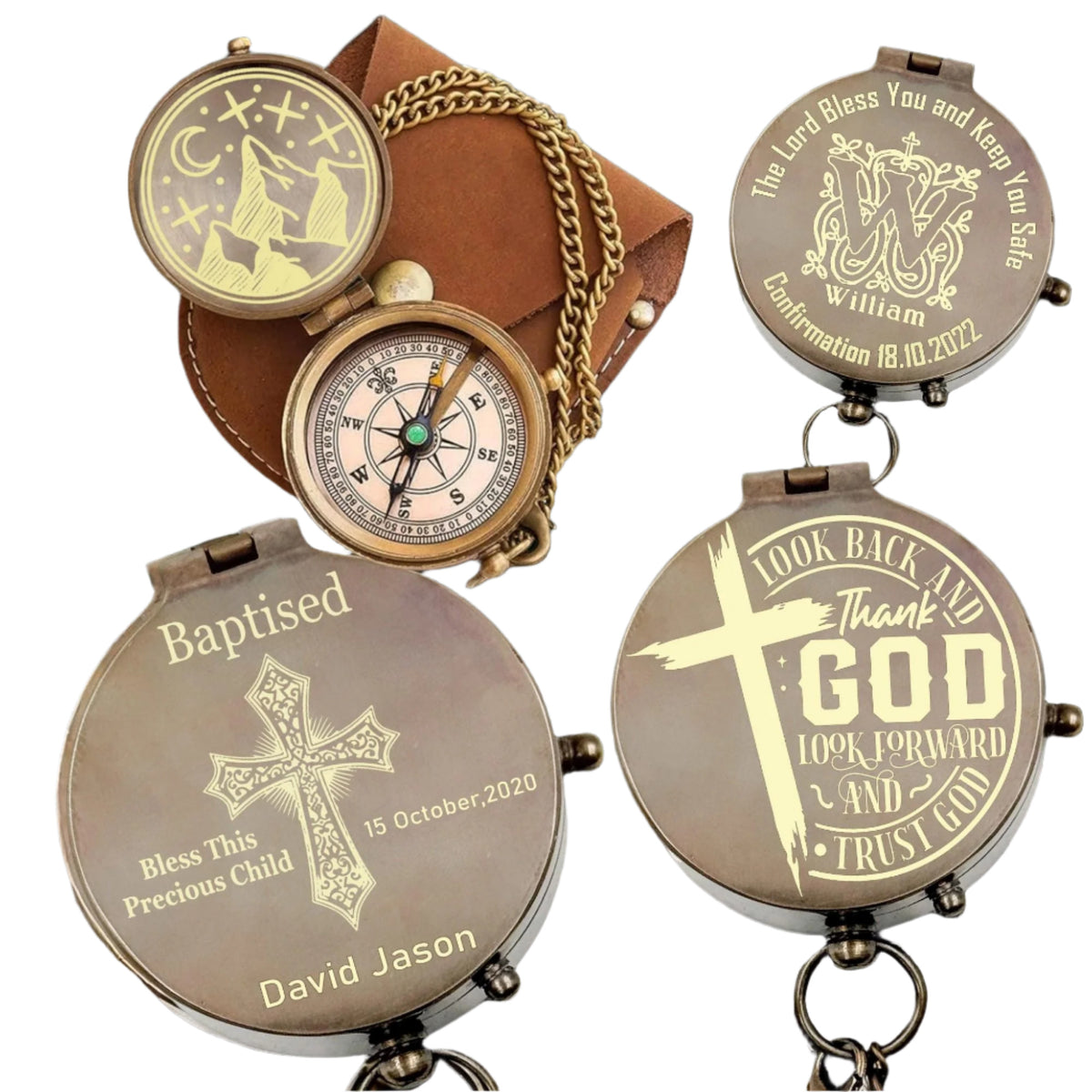 Personalized First Communion, Confirmation, Baptism Compass Gift