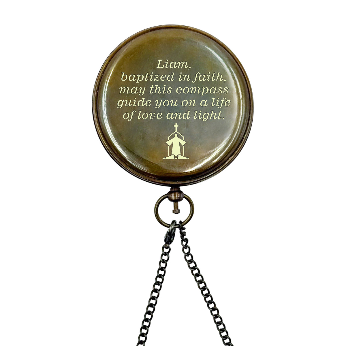 Personalised 3-Inch Gunmetal Sundial Compass Baptism Gift