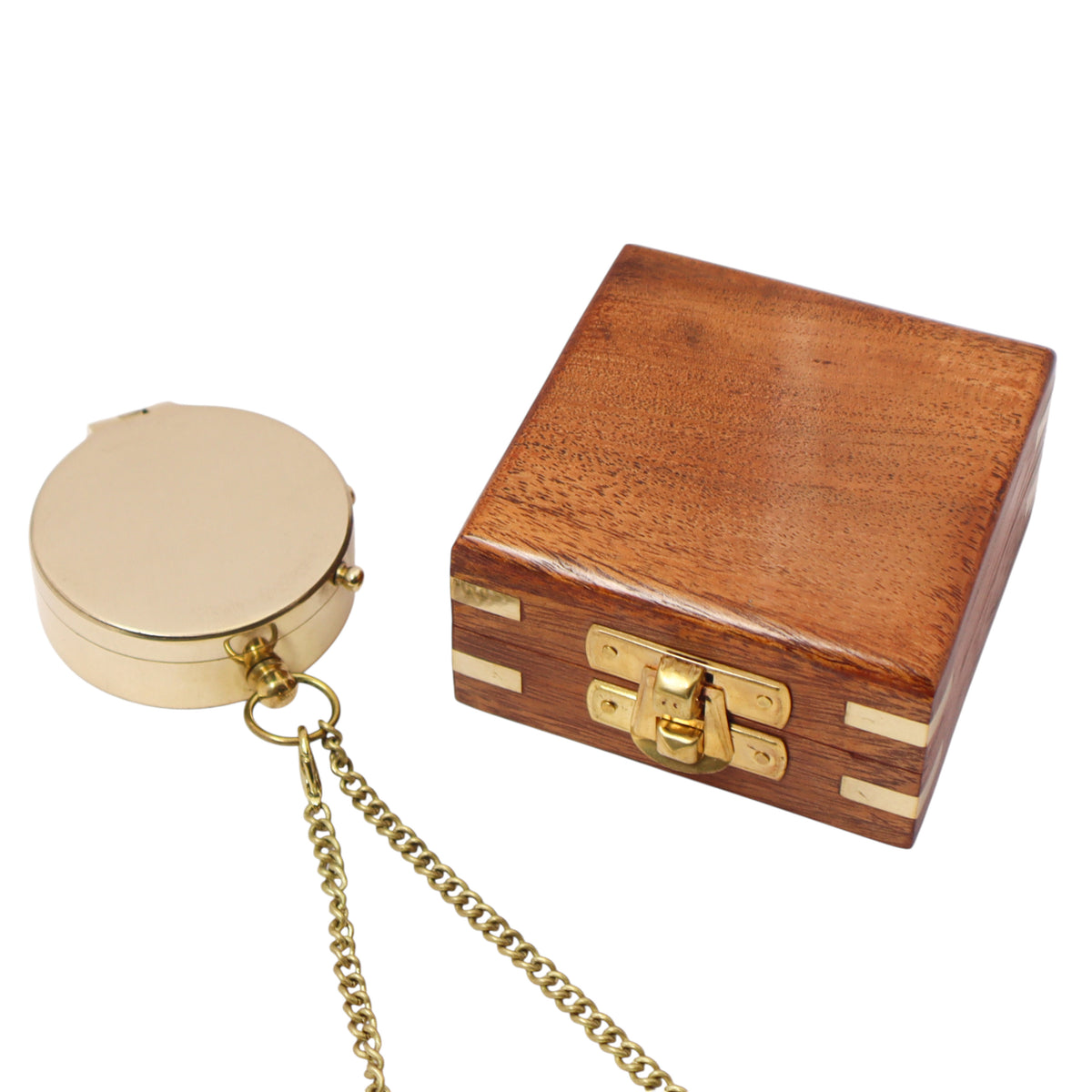 Personalised Victoria Flat Compass with Wooden Box