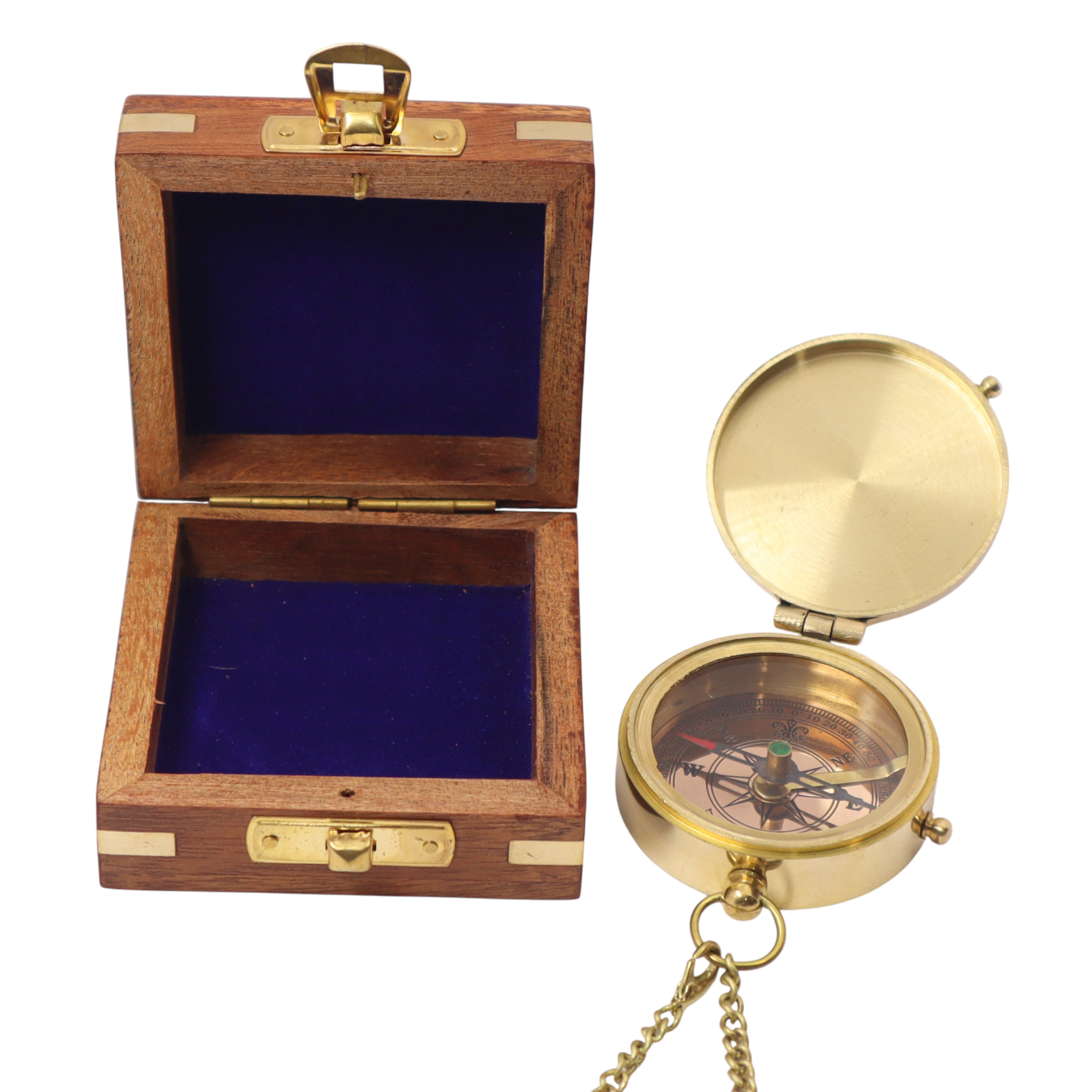 Personalised Victoria Flat Compass with Wooden Box