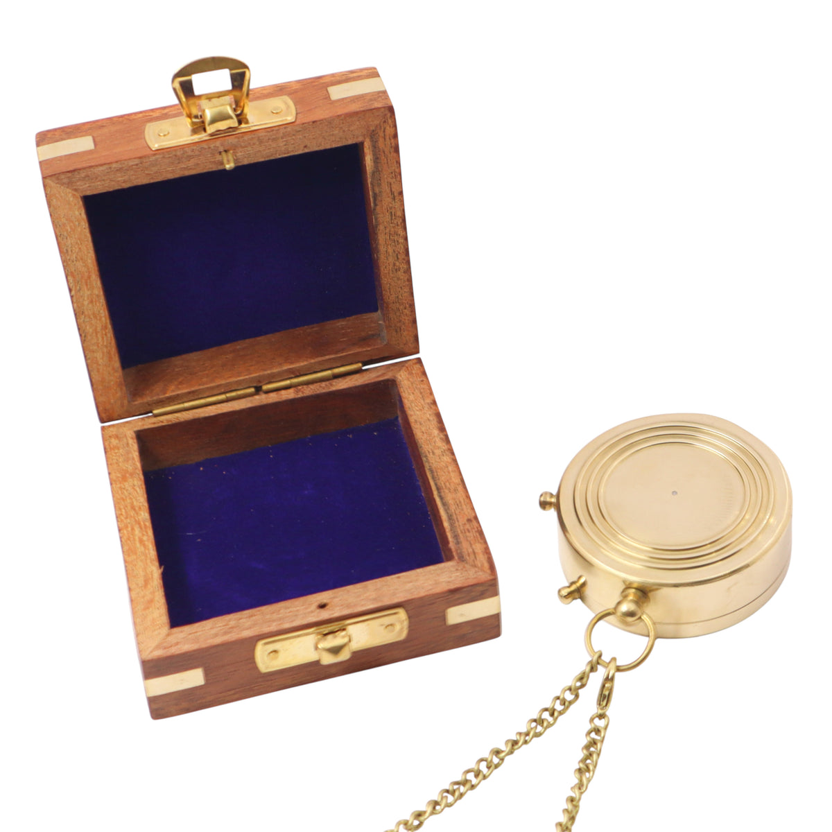 Personalised Victoria Flat Compass with Wooden Box