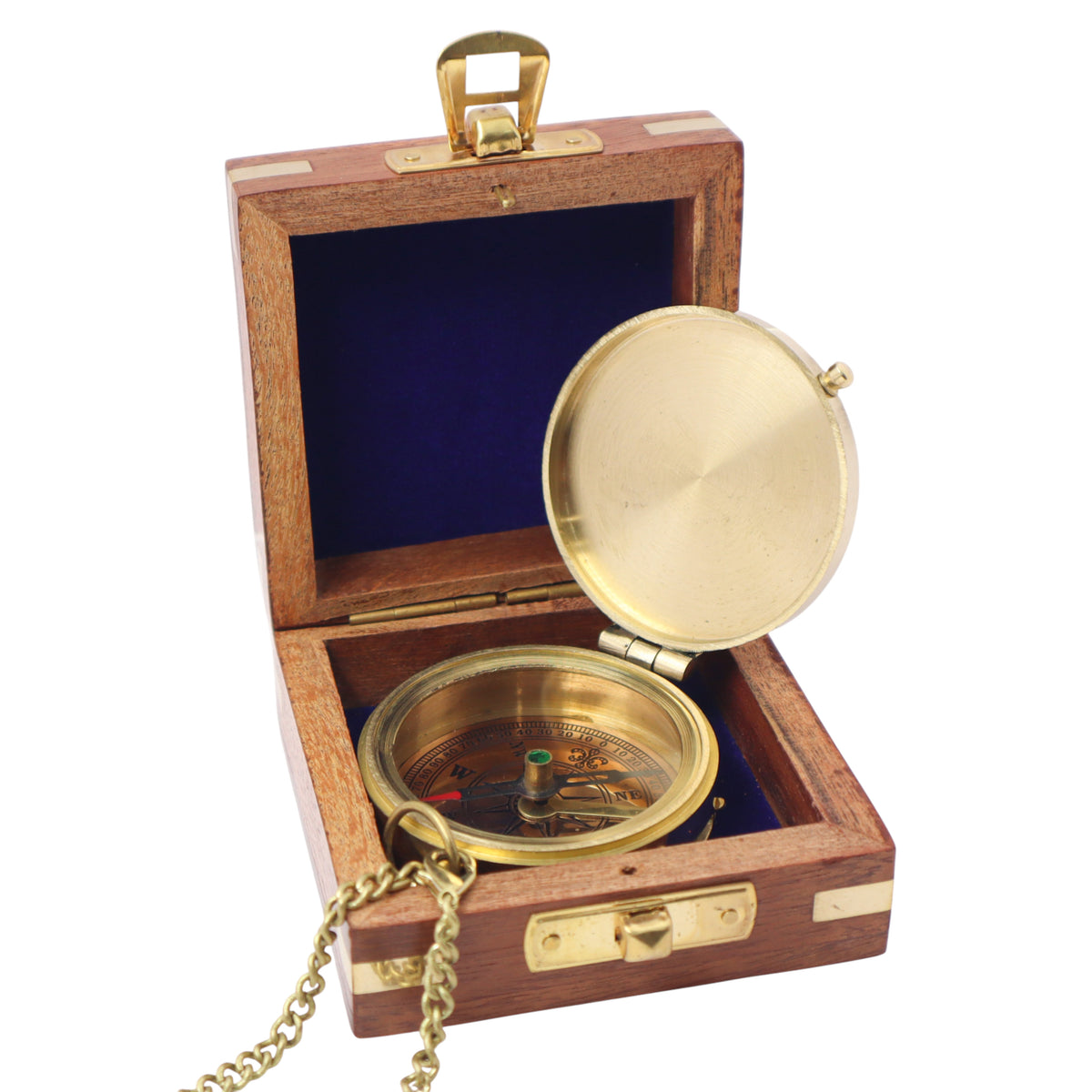 Personalised Victoria Flat Compass with Wooden Box