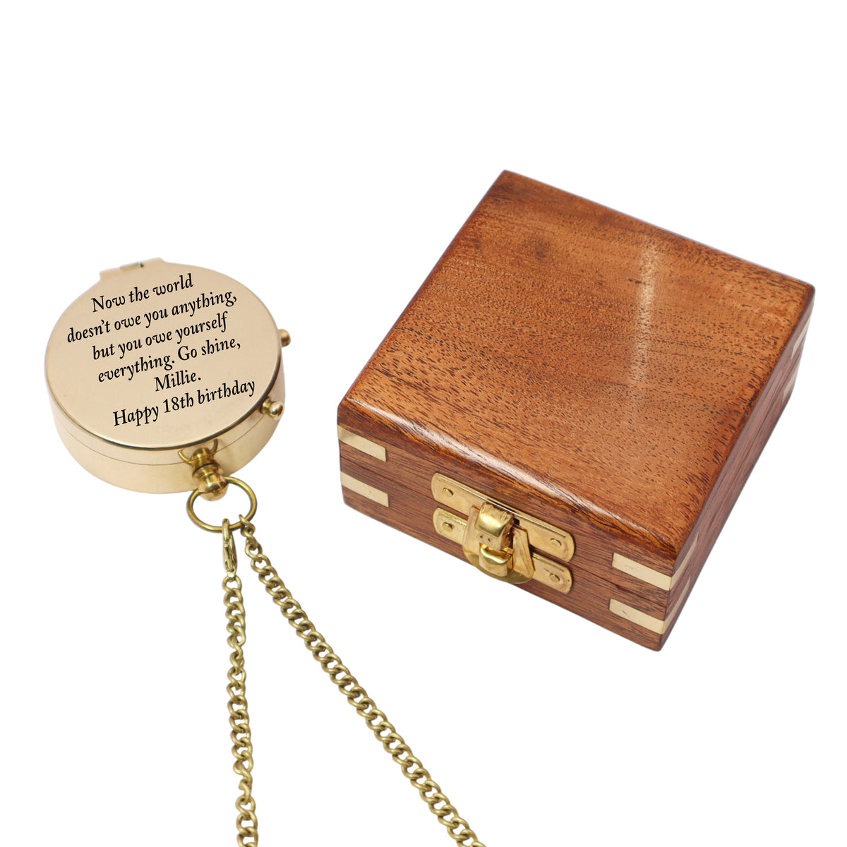 Personalised 18th Birthday Victoria Brass Compass Gift