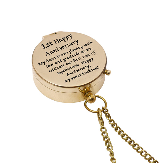 Engraved 1st Anniversary Victoria Compass Gift