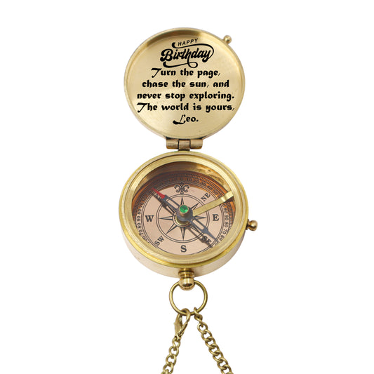 Personalised 21st Birthday Compass Gift with Wooden Box