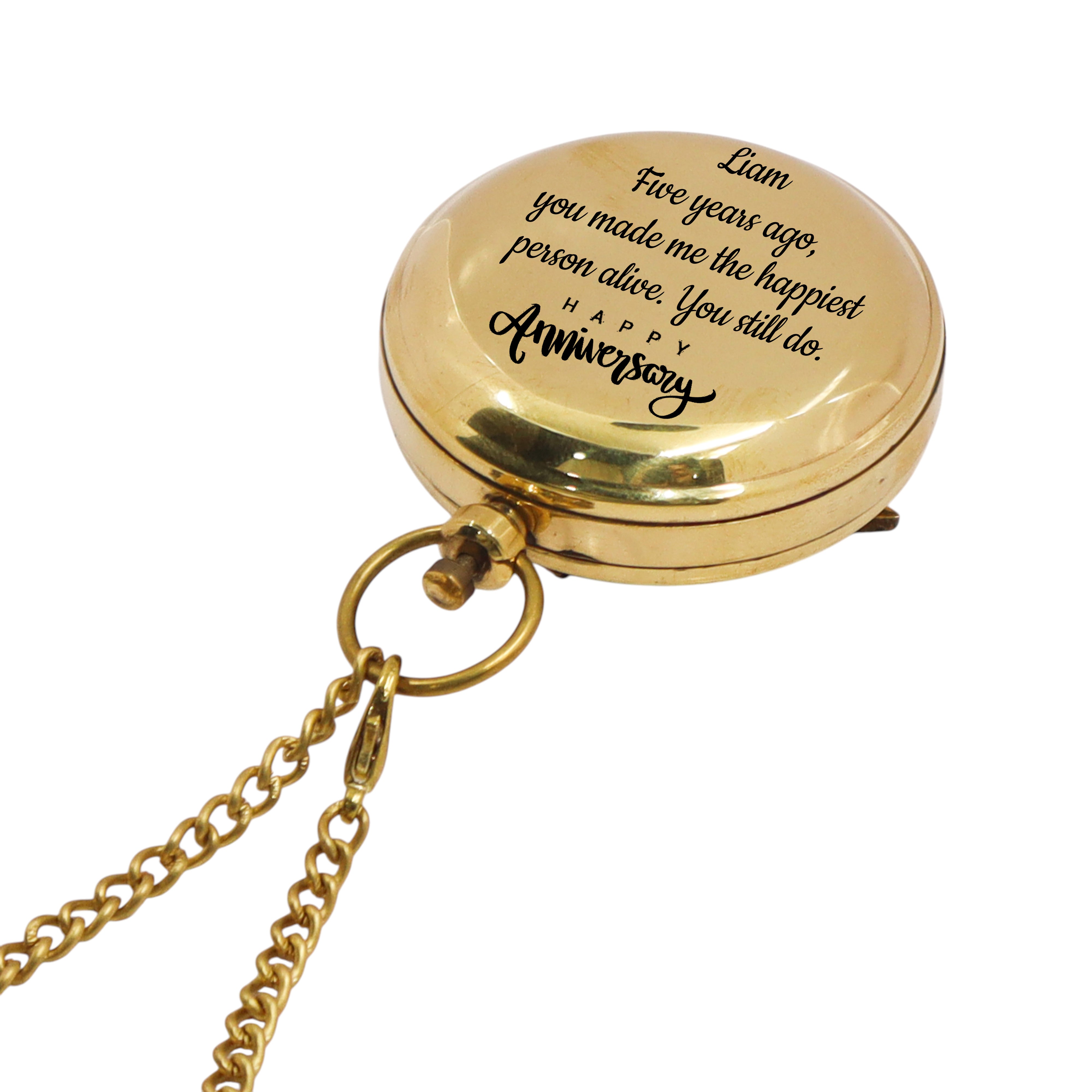 Personalised 2-Inch Sundial Compass for 5th Wood Anniversary Gift