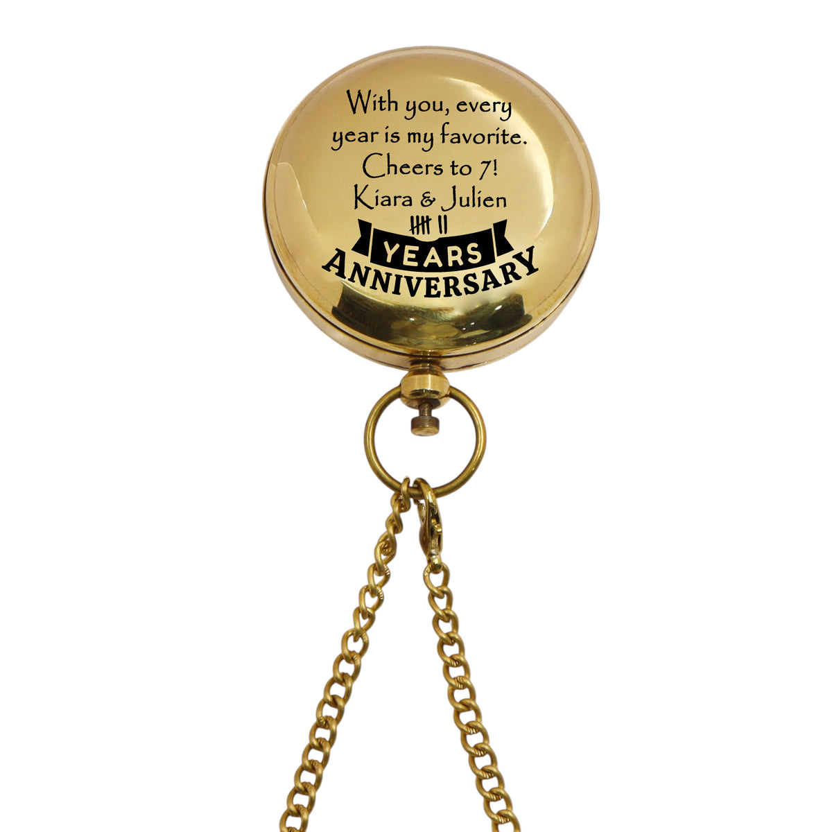 Personalised 2-Inch Brass Sundial Compass