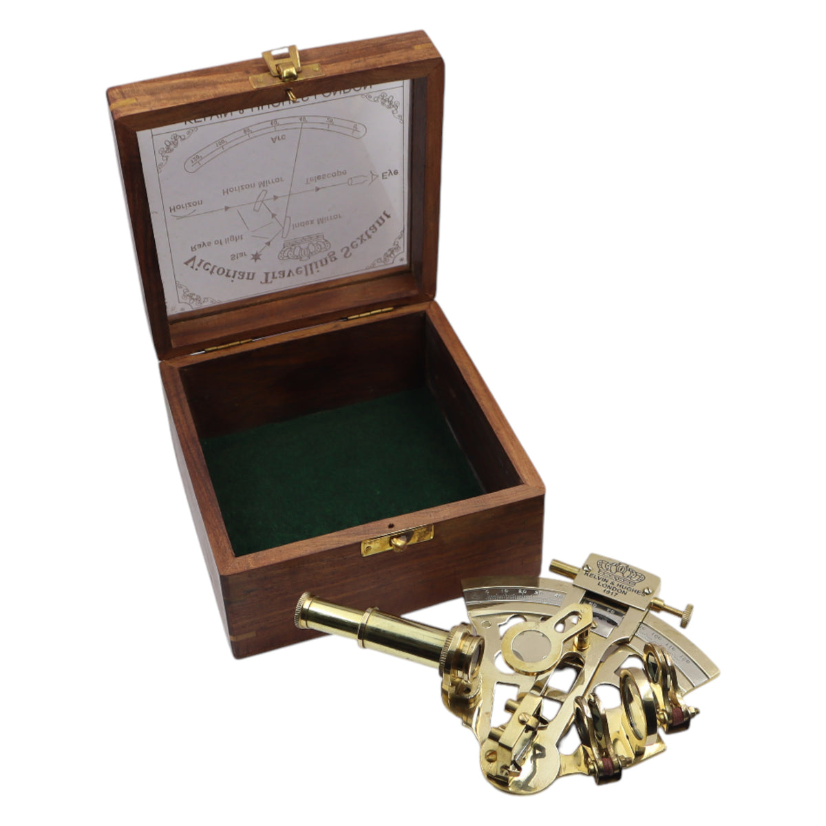 Personalised Brass Sextant with Wooden Box