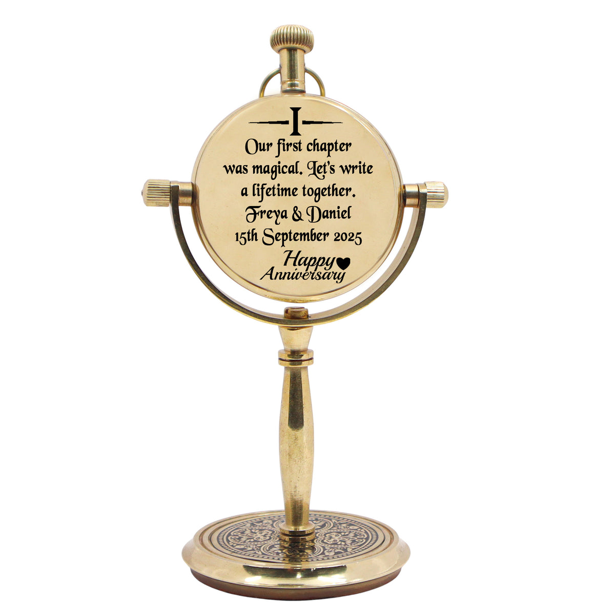 Personalised Brass Desk Clock