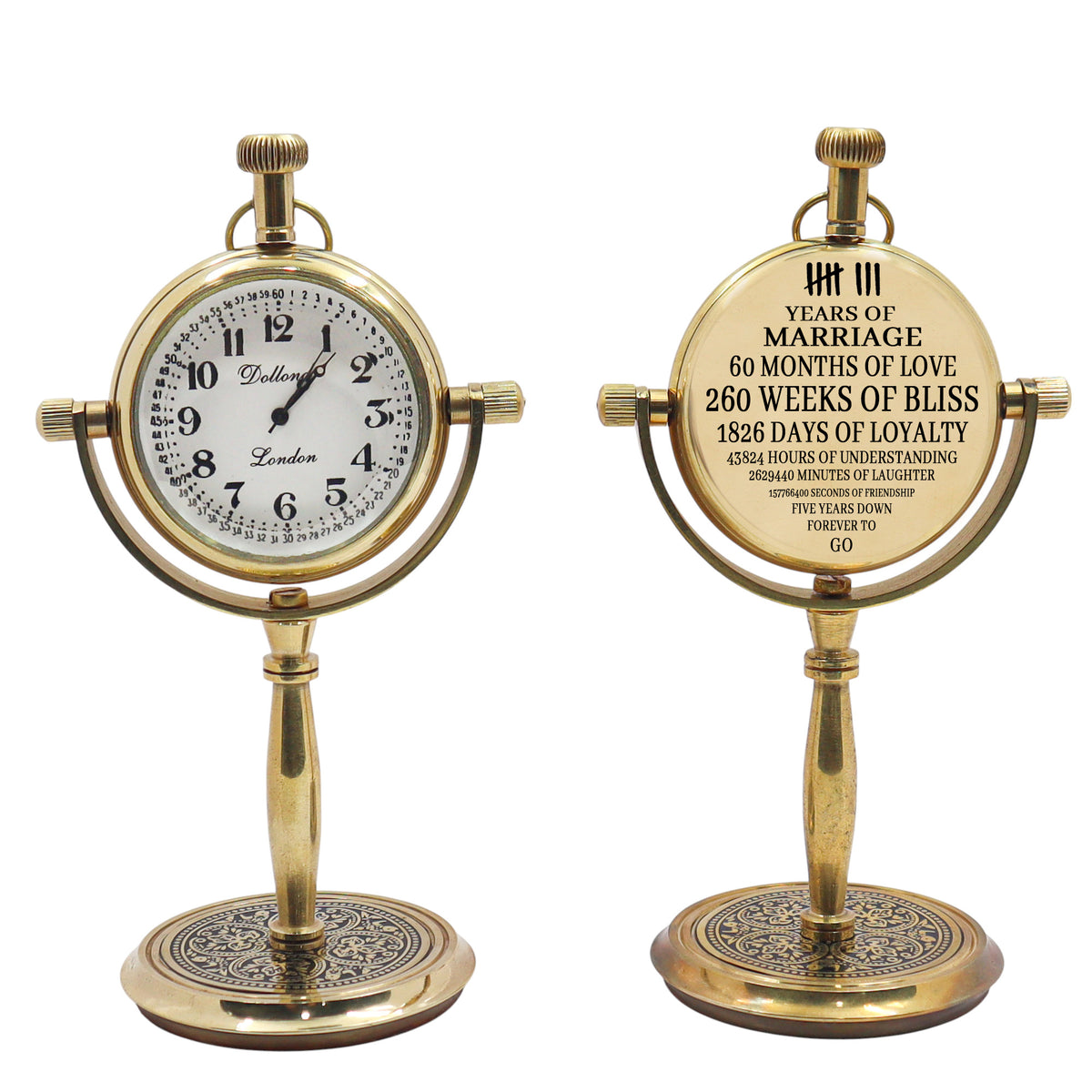 Personalised Brass Desk Clock
