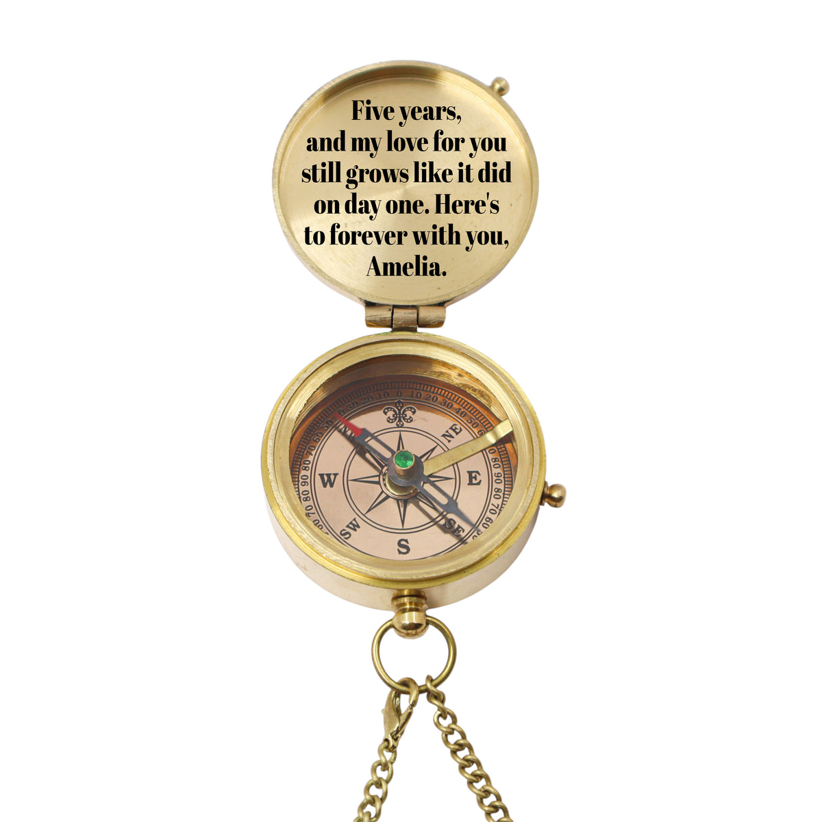 Personalised 5th Anniversary Victoria Flat Compass Gift