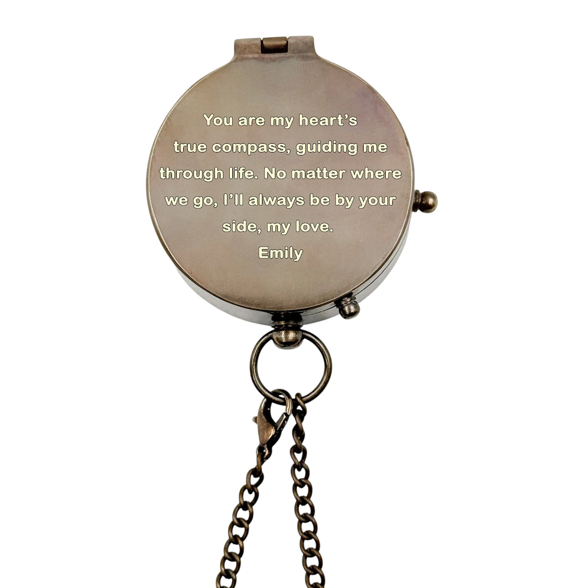 Personalised Bronze Compass with Leather Case