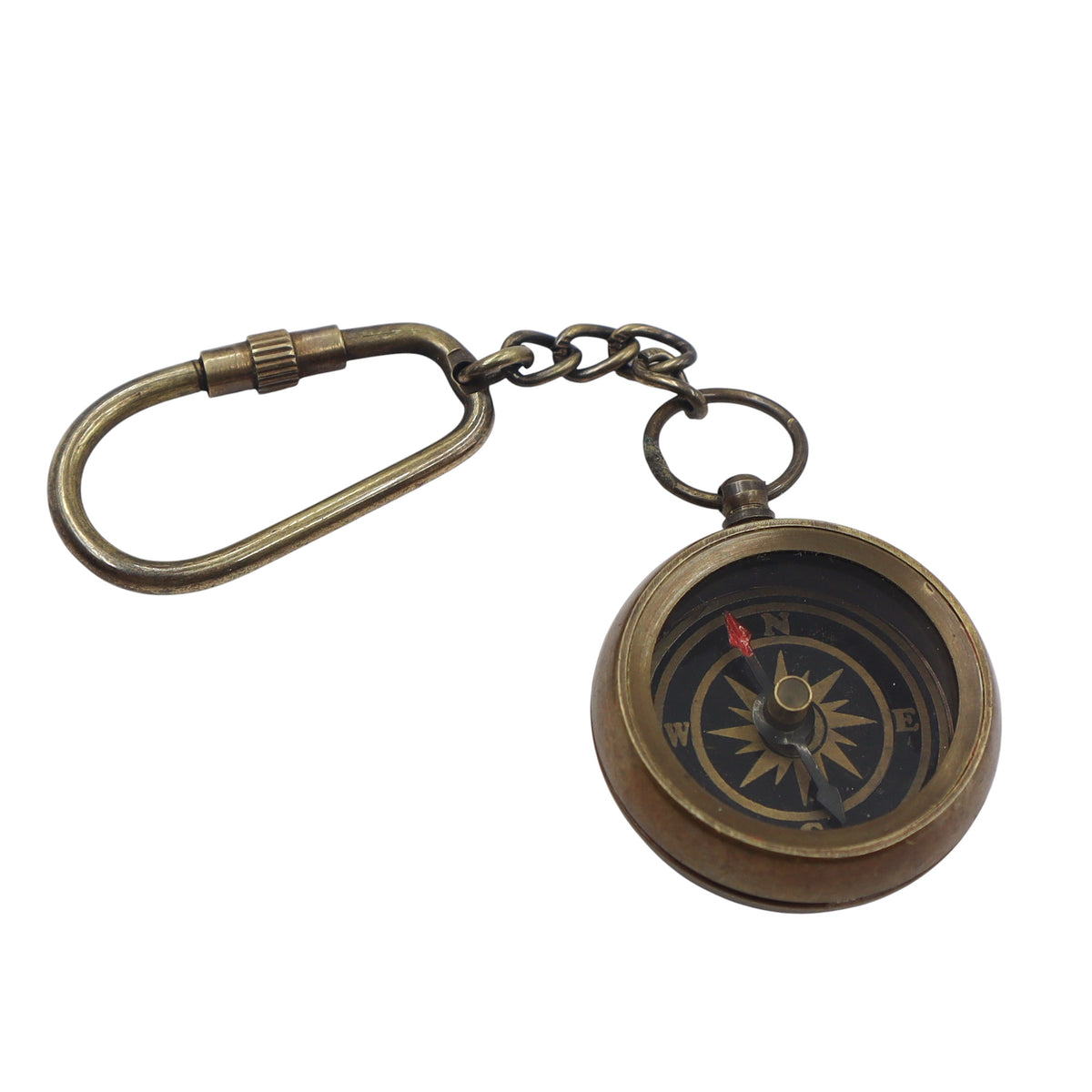 Personalized Bronze Compass Keyring