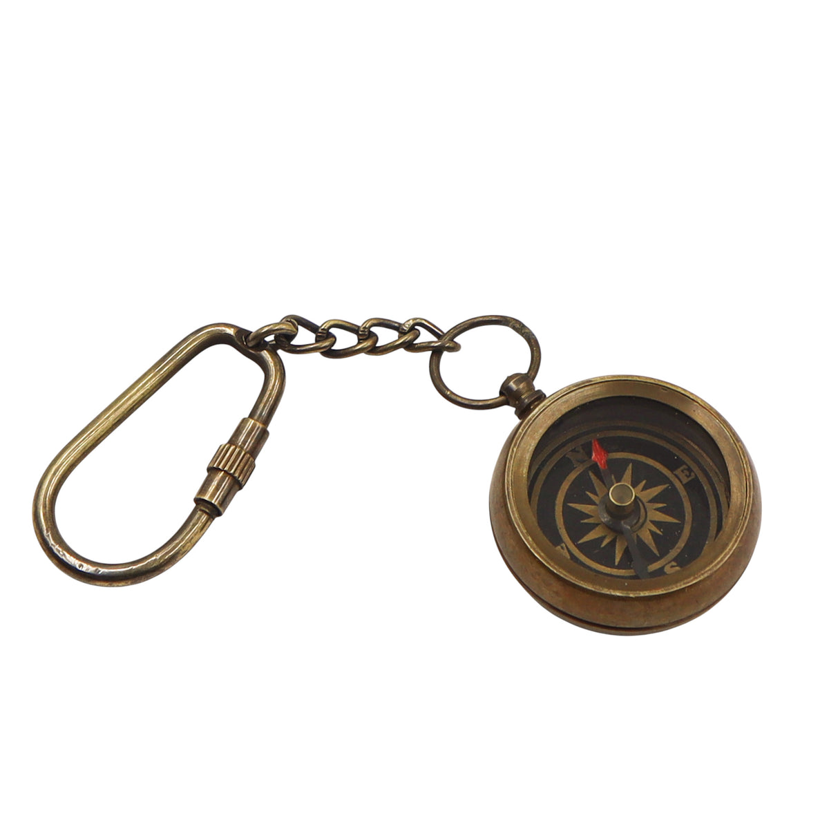 Personalized Bronze Compass Keyring