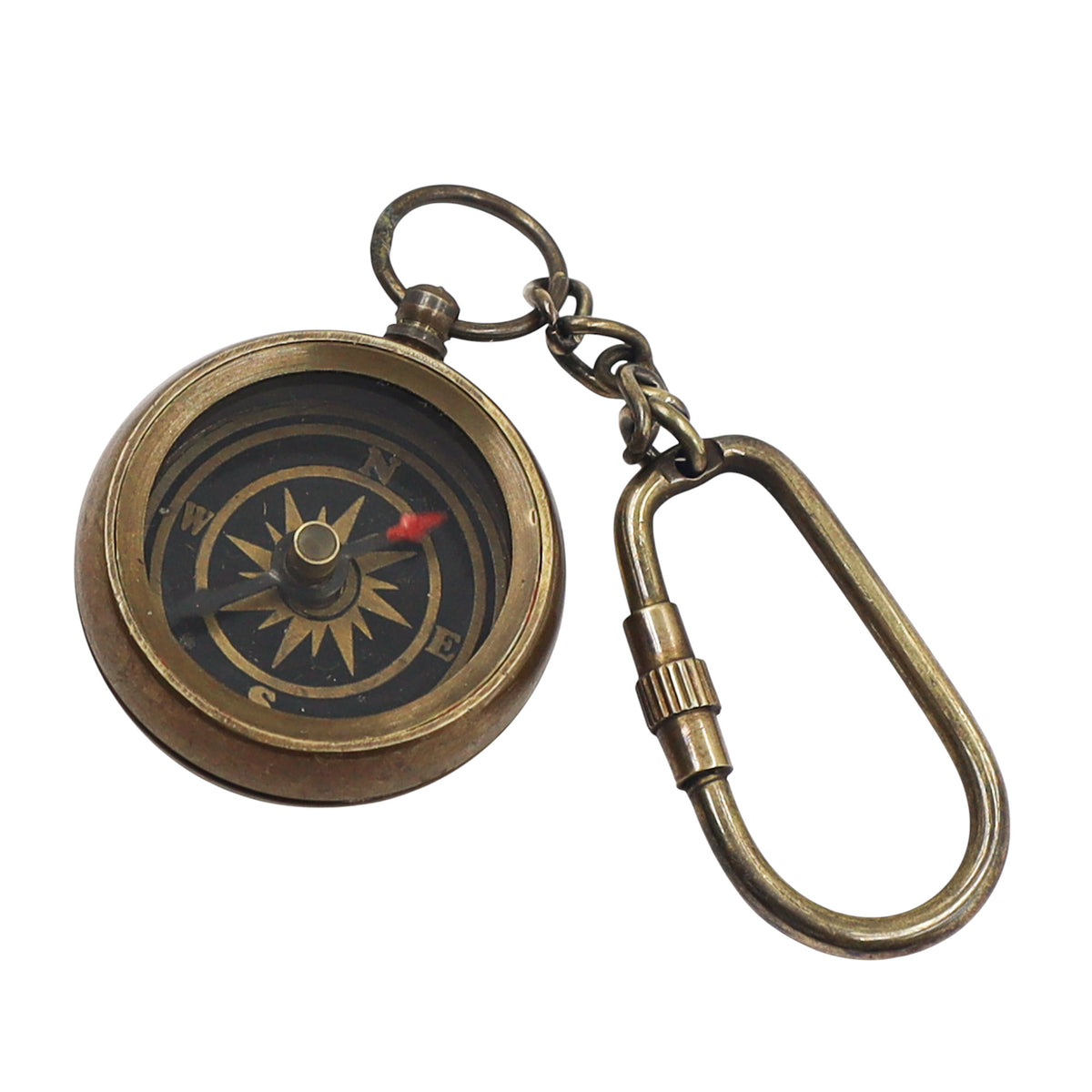 Personalized Bronze Compass Keyring