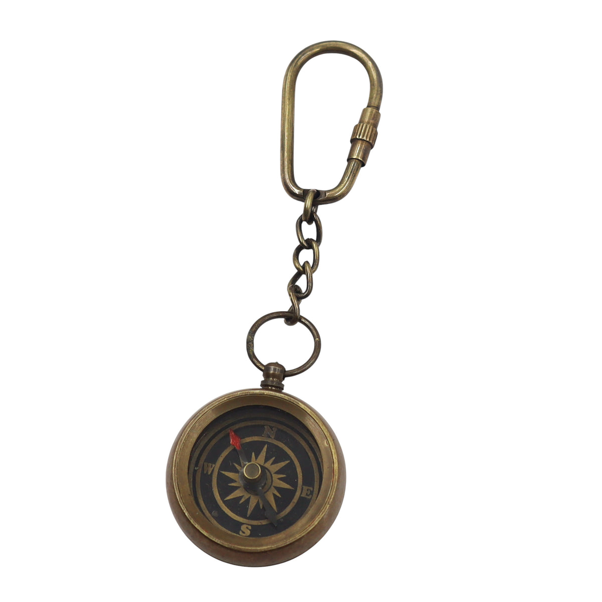 Personalized Bronze Compass Keyring