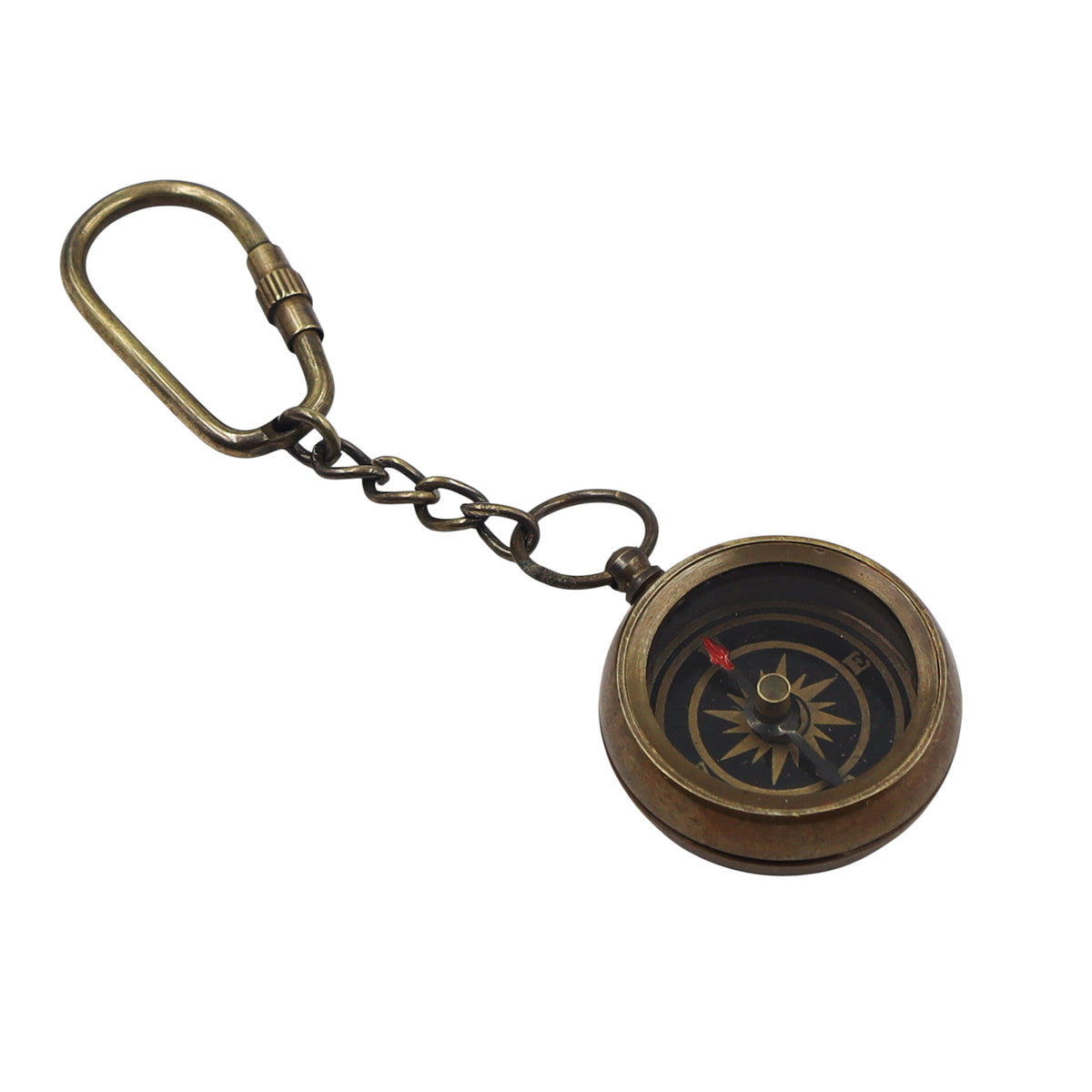 Personalized Bronze Compass Keyring